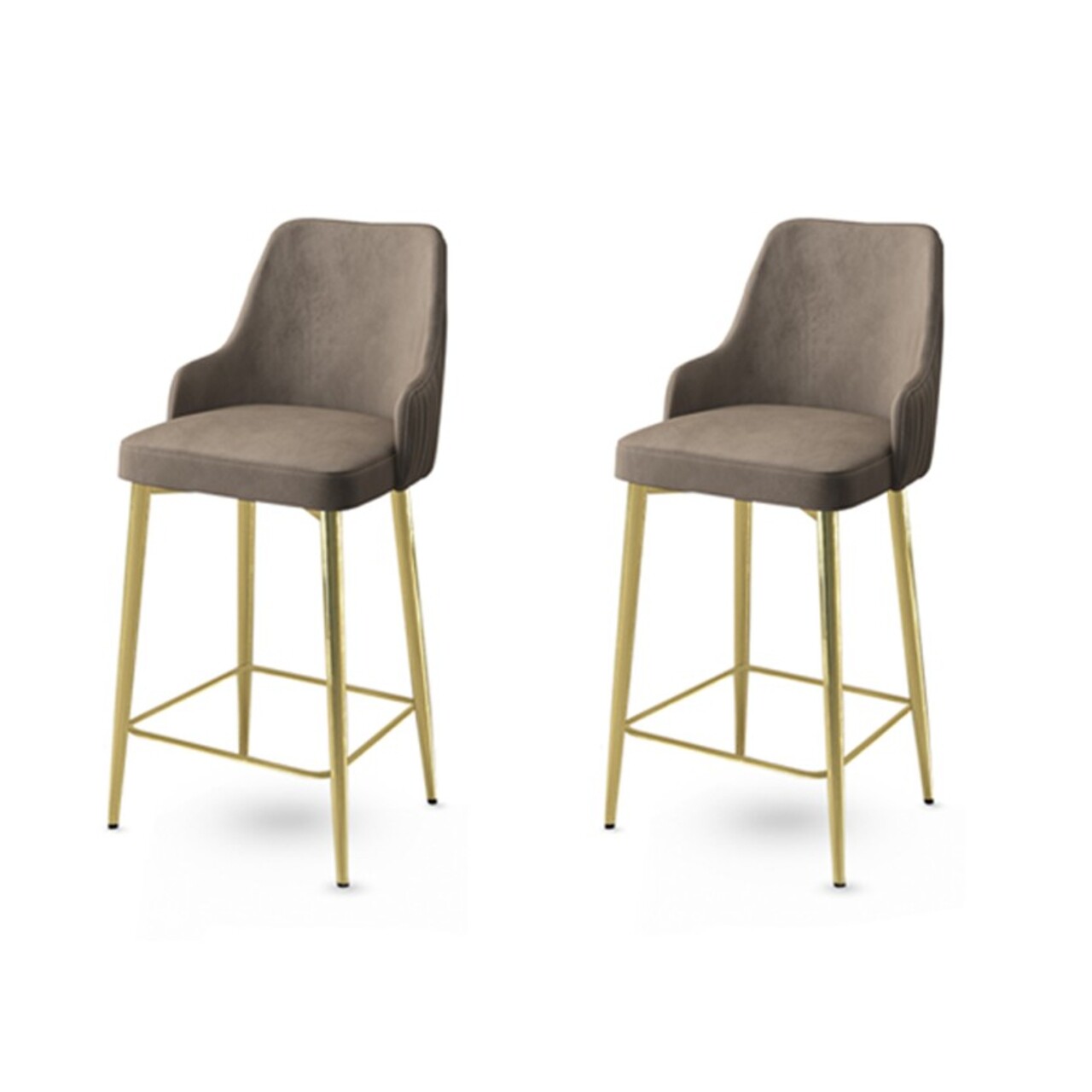 Set scaun de bar (2 bucăți), Hanah Home, Enox, Cappuccino / Aur - imagine 3
